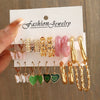 24-Pair Women's Gold Earring Set — Boho Vintage Pearl & Geometric Hoops Gift Set
