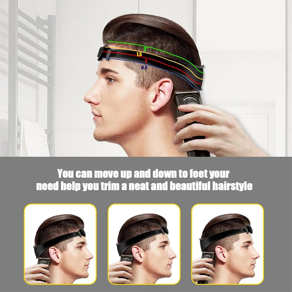 Adjustable Hairline & Neckline Trimming Guide Set – DIY Haircut Template with Silicone Headband & Clipper Comb