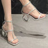 Women's Low Heel Peep Toe Sandals - PU Buckle Back Strap Casual Summer Shoes