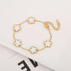 Adjustable Gold-Plated 316L Stainless Steel Clover Flower Bracelet — Five-Leaf Petal Charm for Women, Hypoallergenic Gift
