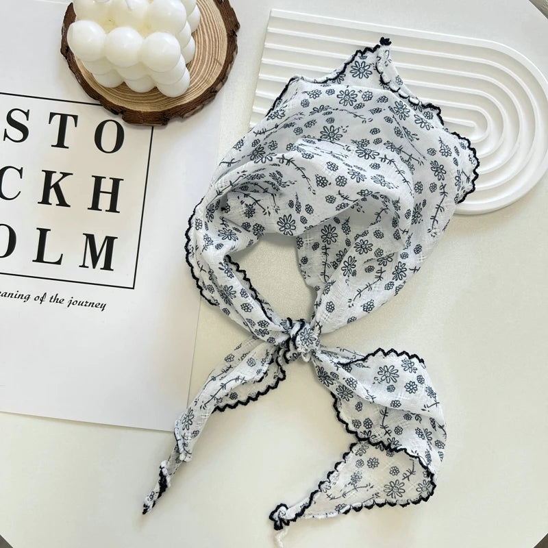 Floral Triangle Scarf for Women - Versatile Neck Shawl, Head Wrap & Bandana, 31.5–39.4 in (80–100 cm), Polyester