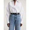 Women's Vertical Striped Shirt - Loose Long-Sleeve Button-Up Blouse with Asymmetric Hem, Office Commuter Style