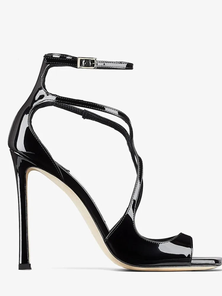 Women's Summer High Heel Open-Toe Sandals – Thin Heels Party Dance Shoes, EU 34–48 (8cm+ Heel)