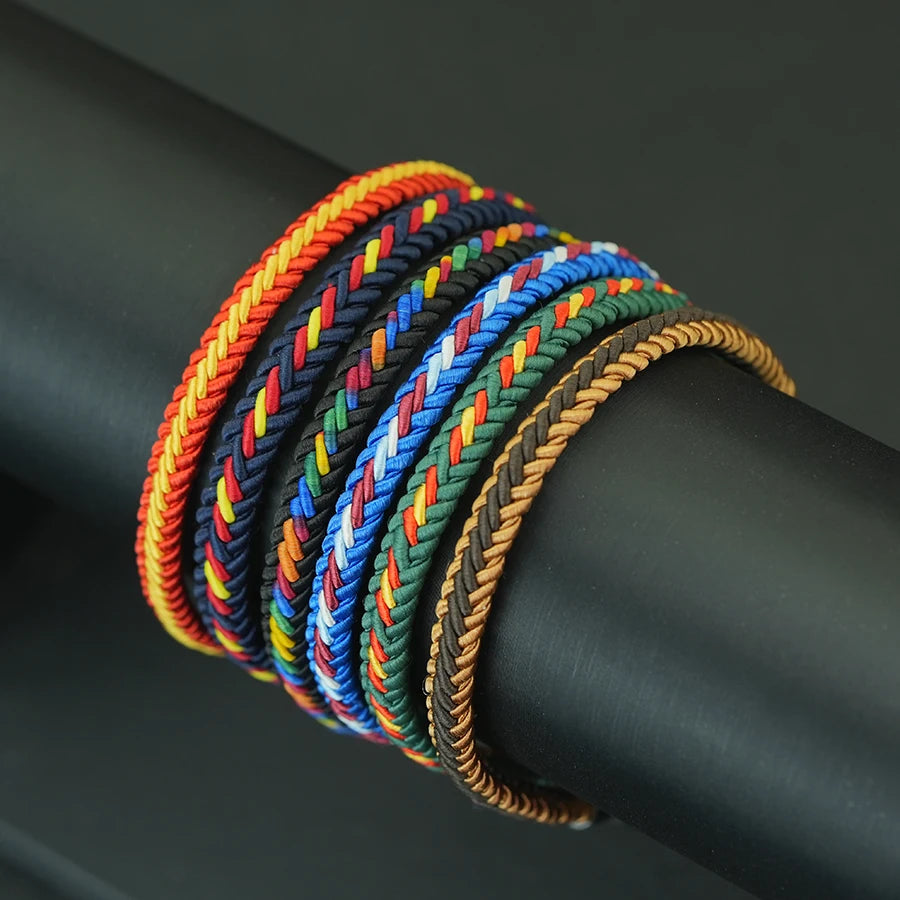 Handmade Ethnic Braided String Bracelet – Unisex Lucky Thread Couple Bangle with Magnetic Clasp, 18.5/20.5/22.5 cm (7.3/8.1/8.9 in)