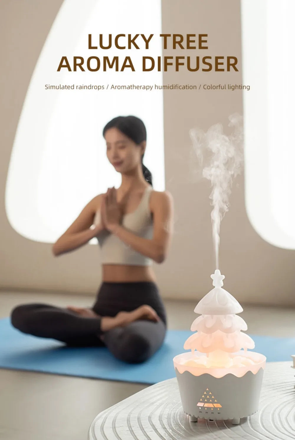 Remote-Controlled Aroma Diffuser Humidifier with RGB Night Light – UFO, Raindrop & Christmas Tree Designs for Home & Office