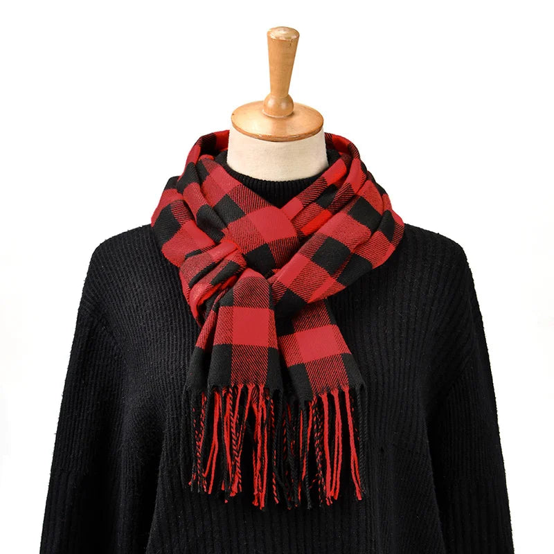 New Design Plaid Cashmere Scarf Man Tassel Shawl Stripe Pashmina Keep Warm Winter Scarf Outdoor High Quality Neck Cover Scarf