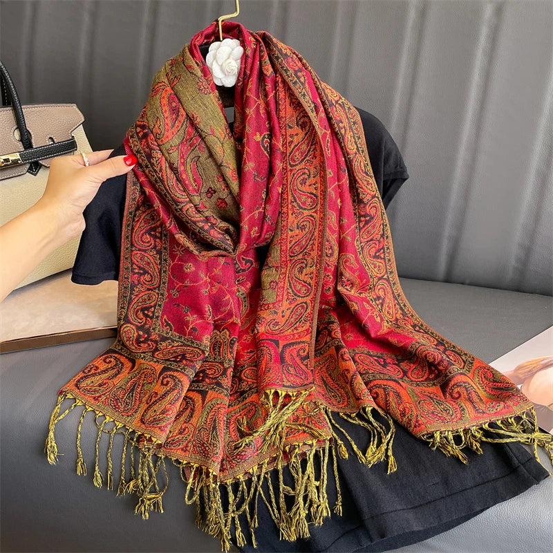 Cashmere-Feel Pashmina Shawl – Women's Warm Winter Scarf Wrap, 70 x 190 cm (27.6 x 74.8 in)