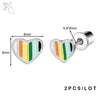 2-Pack Stainless Steel 20G (0.8mm) Butterfly Star Heart Stud Earrings 6mm (0.24in) Silver Tragus Helix Cartilage Piercing