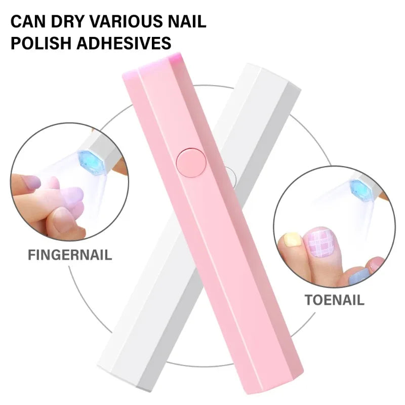 Portable Handheld Mini UV LED Nail Lamp – USB Type-C Rechargeable 3W Gel Polish Dryer for Quick Cure
