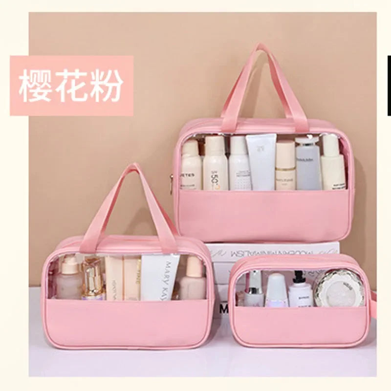Waterproof Transparent PVC Makeup Bag - Large Travel Cosmetic Organizer with Zipper, 11.8in (30cm)