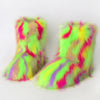 Women's Mid-Calf Faux Fox Fur Snow Boots, Plush Warm Slip-On Furry Winter Boots