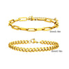 2-Pack Men's Stainless Steel Chain Bracelets — Twist Rope & Cuban Link, Silver Gold Black, 18/21/23 cm (7.1/8.3/9.1 in)