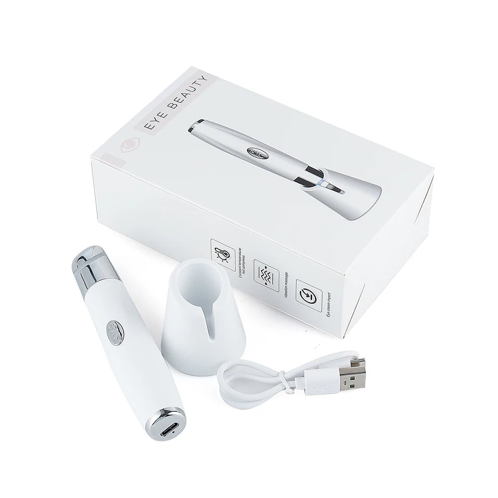 High Frequency Vibration Eye Massager 42°C Heated USB-C Under-Eye Device for Dark Circles, Puffiness & Fine Lines