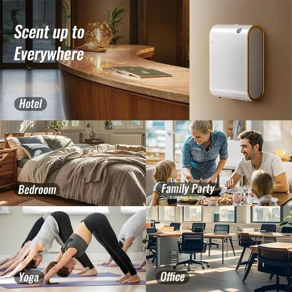 Smart Wall-Mounted Aroma Diffuser 350ml (11.8 fl oz) — WiFi & Bluetooth App Control, Low-Noise Scent Machine for Home & Hotel