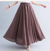 Cotton Linen Ankle-Length Maxi Skirt for Women, Y2K Harajuku Casual Streetwear, Shirred Waist