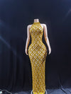 Sparkling Sequin & Crystal Long Evening Gown - Sheer Sexy Ball Party Dress for Women