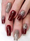 24-Pack Glossy Pink Medium Square Press-On Nails Full-Cover False Nails for Women
