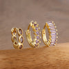 3-Pack Dainty Stainless Steel Small Huggie Hoop Earrings Set with Horse Eye Cubic Zirconia for Women