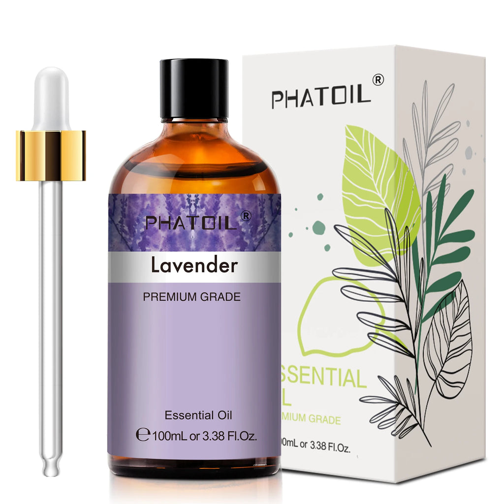 PHATOIL 100ml (3.38 fl oz) Pure Essential Oil for Aromatherapy — Eucalyptus, Lavender, Vanilla, Jasmine, Lemon, Bergamot