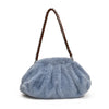 Moods Boutique Pleated Faux Fur Hobo Shoulder Bag for Women - Soft Plush Winter Purse