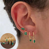 4-Piece Cubic Zirconia Flower Hoop Earrings Set - 18K Gold Plated Stainless Steel, 8 mm (0.31 in) Hoops for Women
