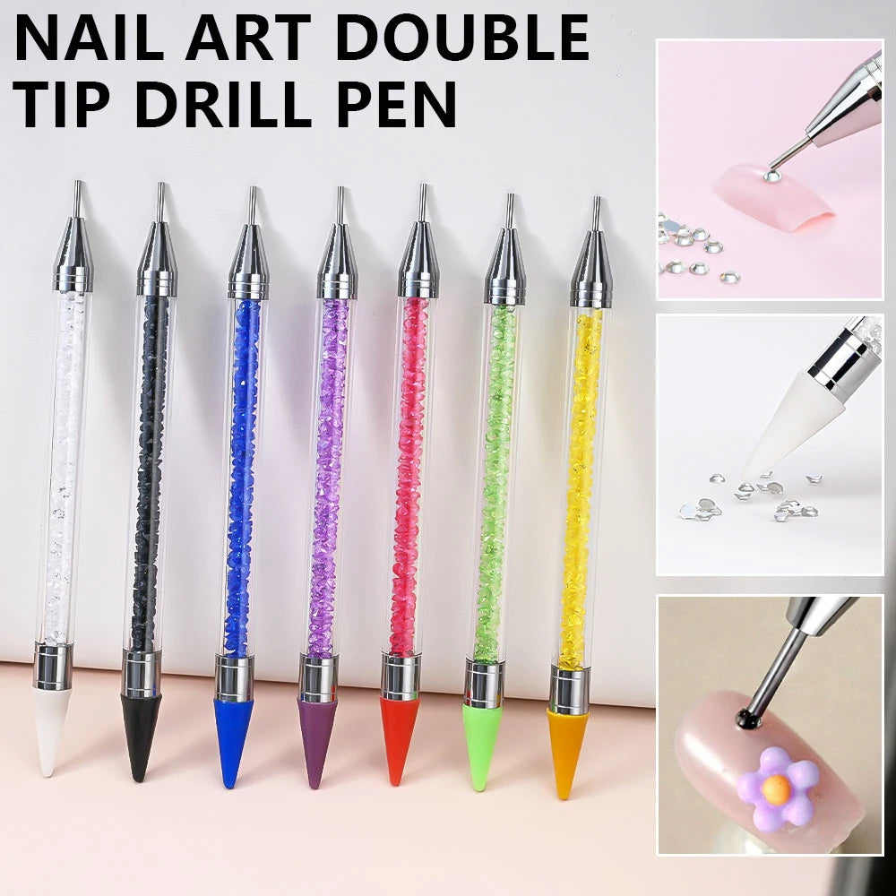Dual-Ended Wax Rhinestone Picker Pen — Nail Art Dotting Tool for Crystals & Gems