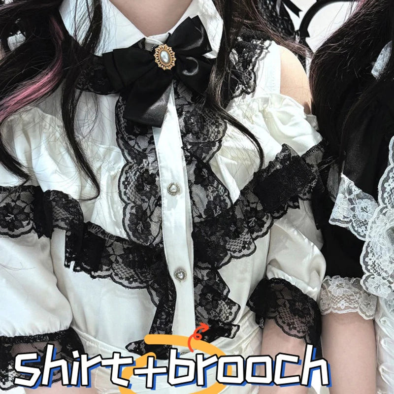 Kawaii Jirai Kei Lolita Y2K Peter Pan Collar Blouse Long Sleeve Cute Japanese-Style Aesthetic Top