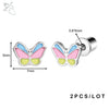 2-Pack Stainless Steel 20G (0.8mm) Butterfly Star Heart Stud Earrings 6mm (0.24in) Silver Tragus Helix Cartilage Piercing
