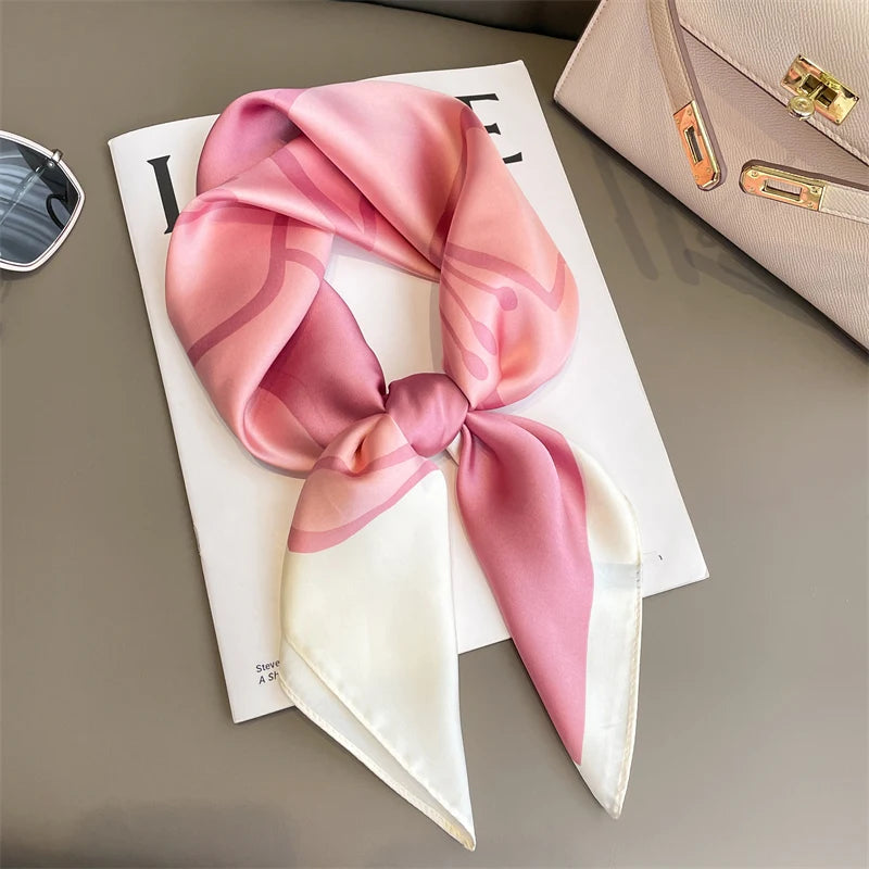 60 Colors Silk-Feel Satin Square Scarf 70 x 70 cm (27.6 x 27.6 in) — Women's Hair Wrap, Bandana, Foulard, Hijab