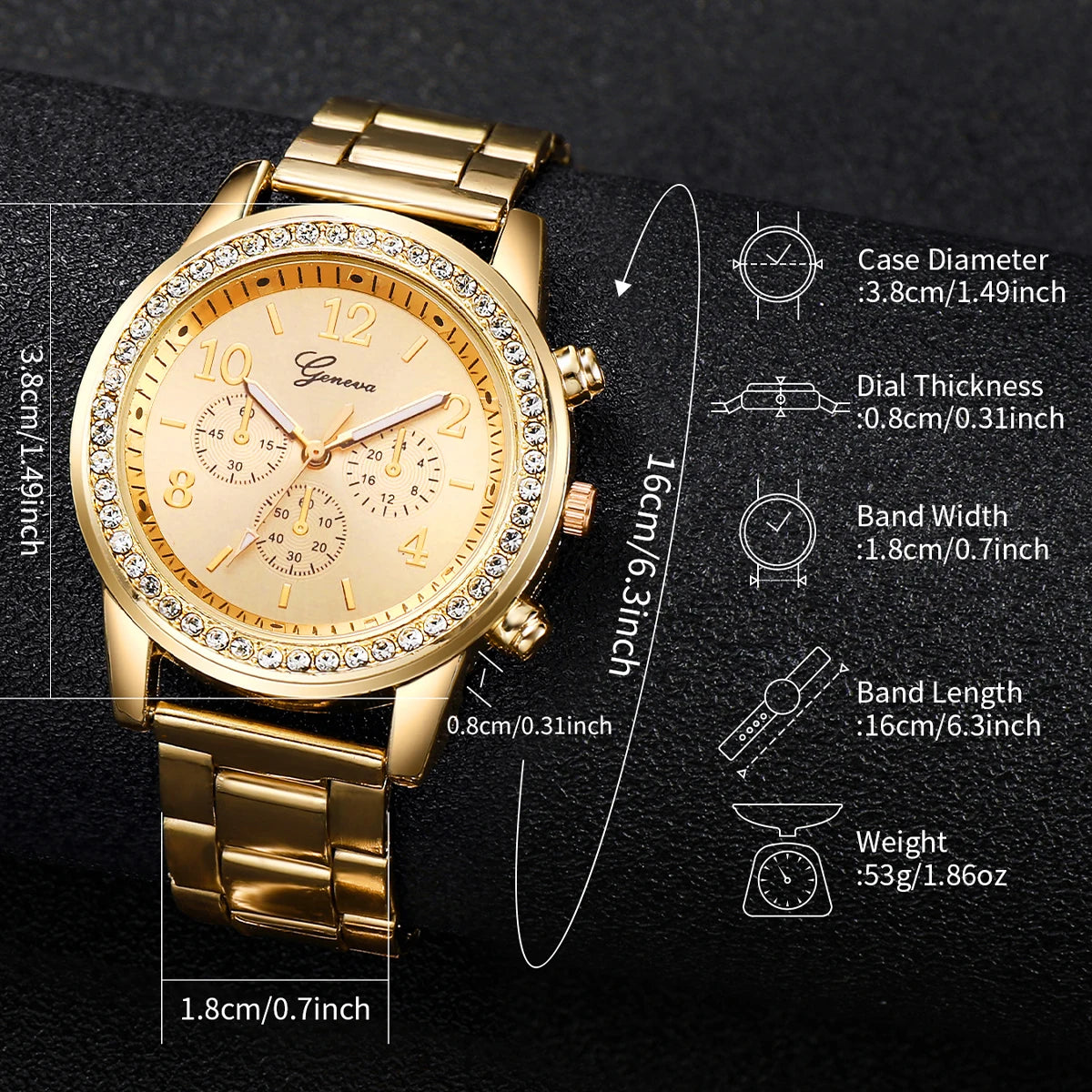 Women's Gold Stainless Steel Quartz Watch 38mm with Diamond Accent Bracelet
