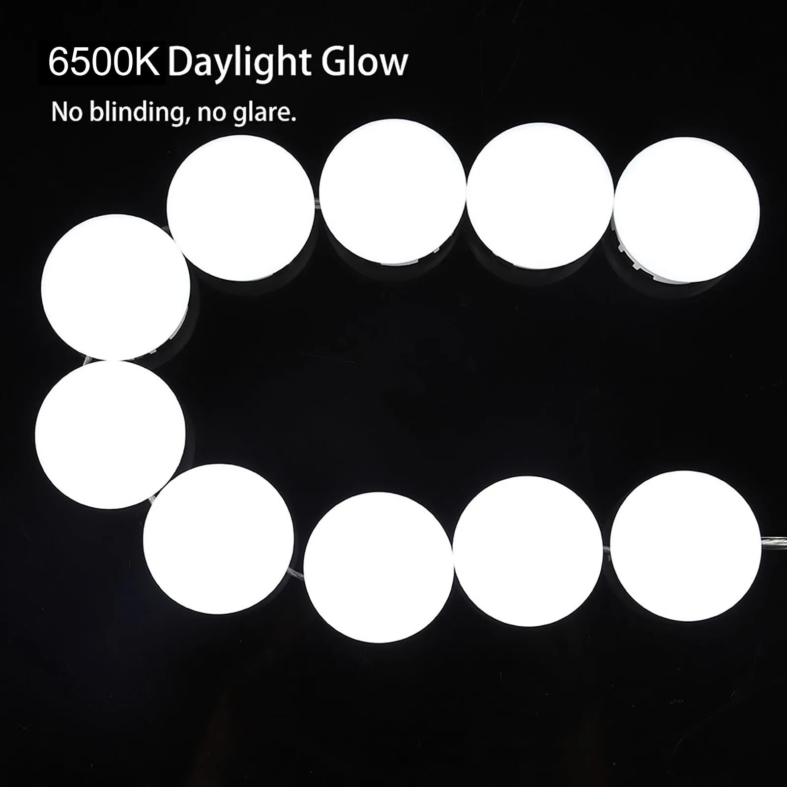 10-Pack LED Vanity Mirror Light Kit – Dimmable USB Hollywood Makeup Bulbs (3200K–6500K) with Touch Dimmer