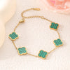 Four-Leaf Clover 18K Gold-Plated Stainless Steel Bracelet with Mother-of-Pearl, Non-Fading Women's Charm