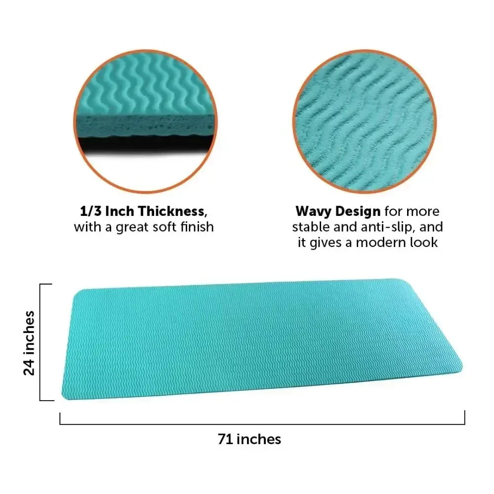 Thick Yoga Exercise Mat 24 x 71 in (61 x 180 cm) – 0.33 in (8 mm) Cushioned Fitness Mat for Pilates, Gymnastics & Camping
