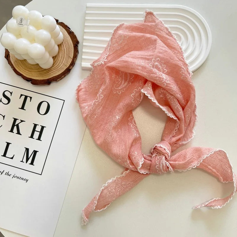 Floral Triangle Scarf for Women - Versatile Neck Shawl, Head Wrap & Bandana, 31.5–39.4 in (80–100 cm), Polyester