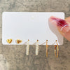24-Pair Women's Gold Earring Set — Boho Vintage Pearl & Geometric Hoops Gift Set