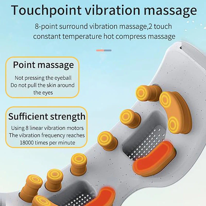 Bluetooth Hot Compress Eye Massager - Acupoint Eye Massage Mask with Vibration, Heat & Music for Fatigue Relief and Better Sleep