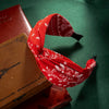 Cotton Cashew Flower Print Wide Soft Headband Bow Cross Ethnic Hair Hoop for Women