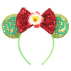 Sequin Snowflake Mouse Ear Headband with 5\" (12.7 cm) Bow – Kids & Adults Festival Party Cosplay Hairband