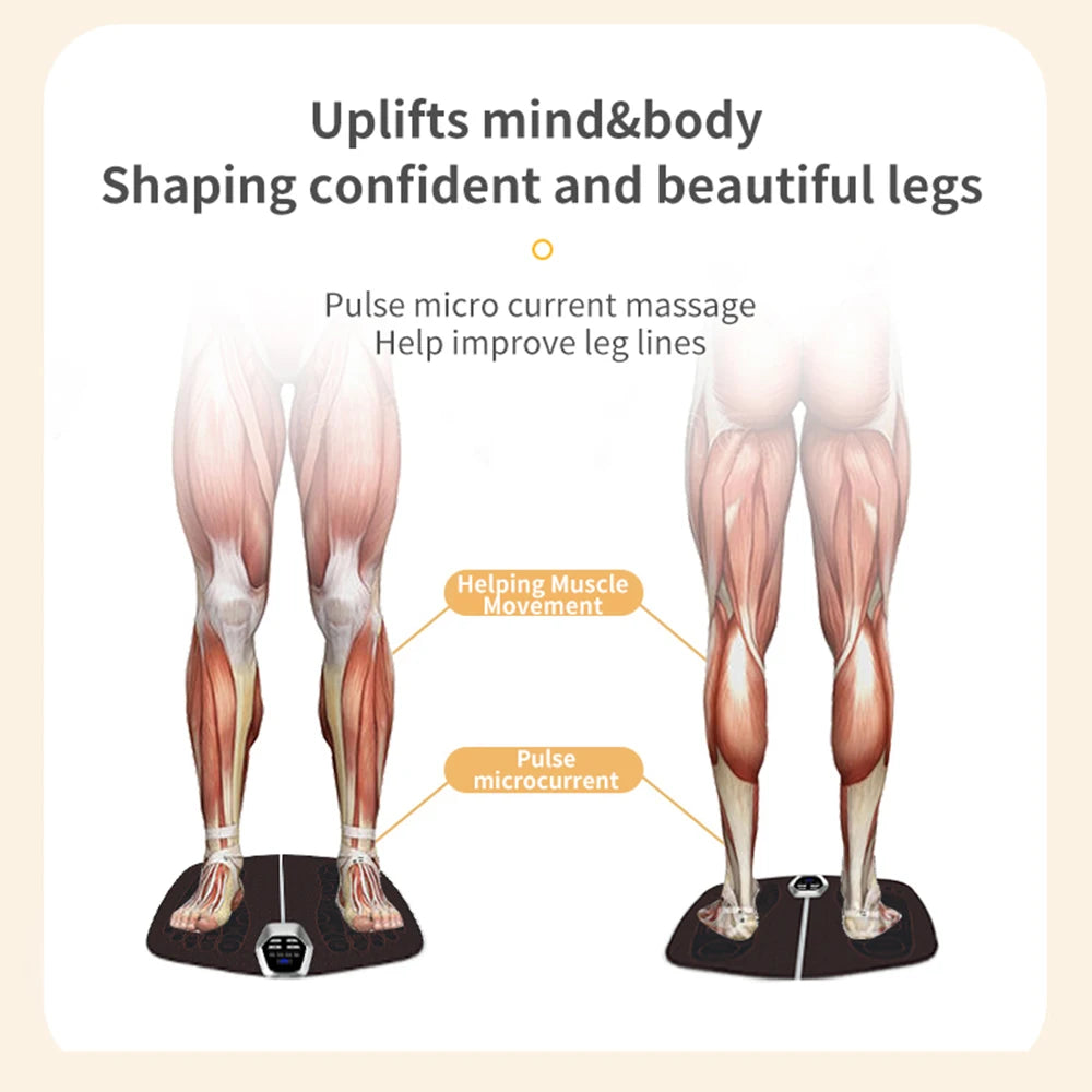 Hailicare Rechargeable EMS Foot Massage Pad — Calf & Foot Massager Mat for Improved Blood Circulation, Edema Relief, Muscle Relaxation & Slimming