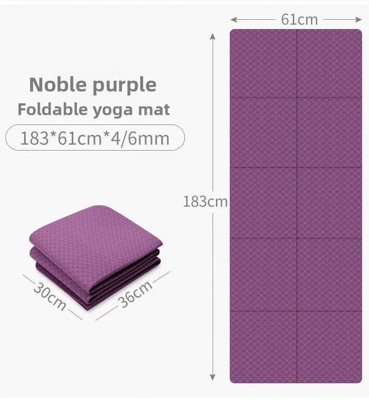 Foldable Yoga Mat Eco Friendly Tpe Folding Travel Fitness Exercise Double Sided Non-Slip For Pilates & Floor Workouts