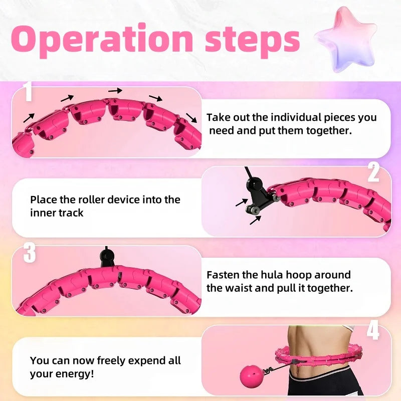 Adjustable Detachable Hula Hoop for Women - Weighted Slimming Waist Fitness Ring with No-Fall Padded Support