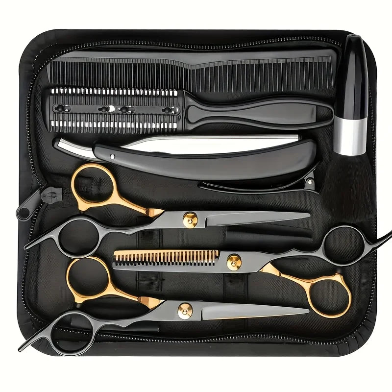 12-Piece Professional Hair Scissor Set – 6.75 in (17 cm) 4Cr13 Stainless Steel Barber Cutting & Thinning Shears