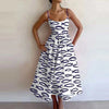 Women's Printed A-Line Maxi Dress - Spaghetti Strap Cold Shoulder High-Waist Slim Beach & Party Casual Vestidos