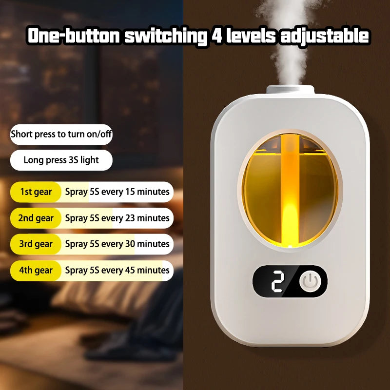 Automatic Aromatherapy Diffuser 40ml USB Rechargeable Ultrasonic Air Freshener – Wall or Desktop for Bathroom & Toilet