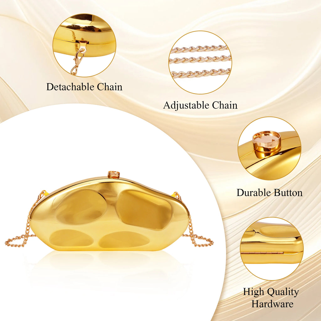 Asymmetrical Stone Shape Metal Acrylic Clutch – Women's Wedding & Evening Party Handbag