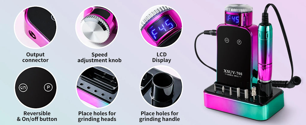 45,000 RPM Electric Nail Drill Kit — Professional Manicure & Pedicure Nail File Set with 11 Bits, Low Noise LCD, USB