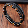 Braided Leather Rope Bracelet with Stainless Steel Magnetic Clasp, Unisex Charm Bangle — 21 cm (8.3 in)