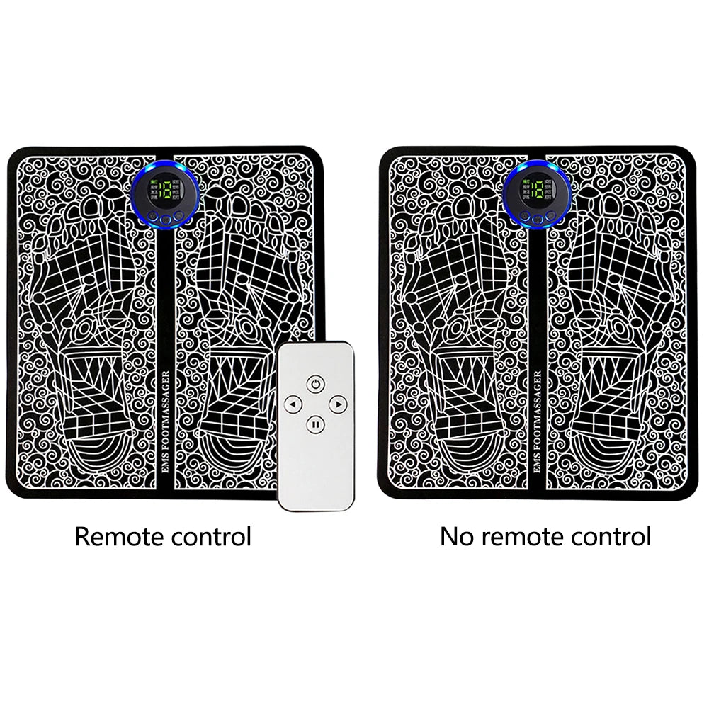 EMS Foot Massage Mat - 8 Modes USB Rechargeable Circulation Massager with Remote for Feet & Legs
