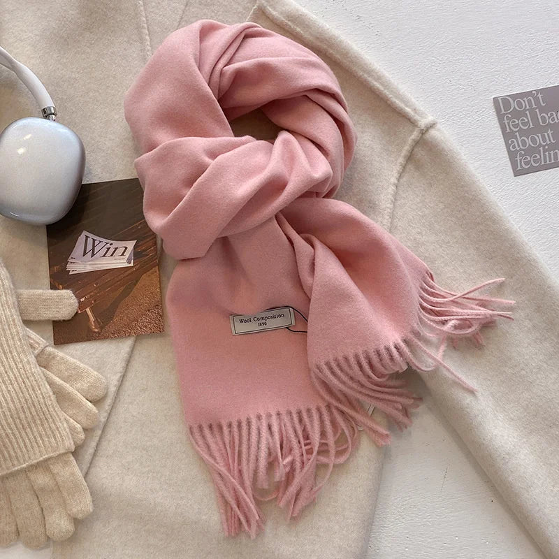 SENAIFEI Luxury Winter Wool Scarf for Women – Cashmere-Feel Pashmina Shawl Wrap, Thick Soft 30 x 200 cm (11.8 x 78.7 in)