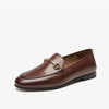 Women's Handmade Cowhide Leather Loafers, Sheepskin-Lined Slip-On Dress Flats with Rubber Sole for Office & Business